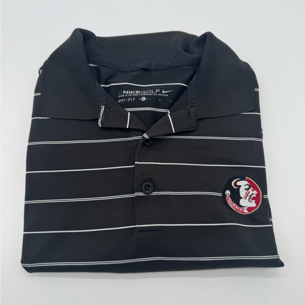 Men's Nike Golf Florida State Seminoles Polo Shirt Size L Black Striped